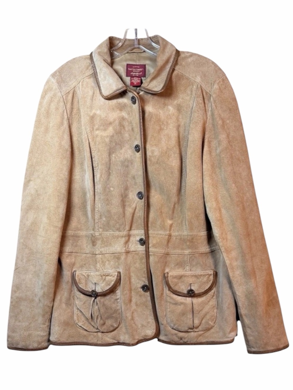 Eddie Bauer Seattle Suede Leather Jacket Womens XLT Tan Washable